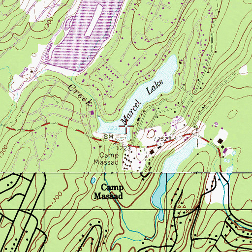 Topographic Map of Marcel Lake Dam, PA