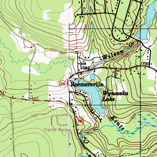 Topographic Map of Lake Wynooska Dam, PA