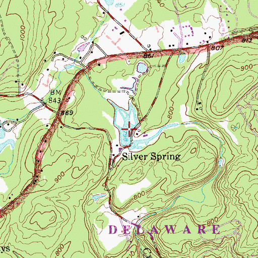 Topographic Map of Silver Springs Lake, PA
