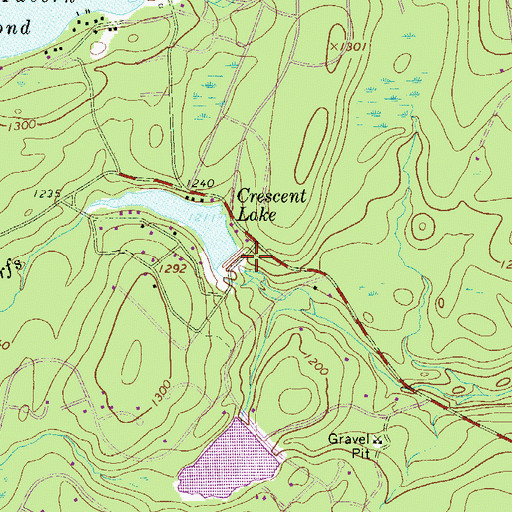 Topographic Map of Cresent Lake Dam, PA