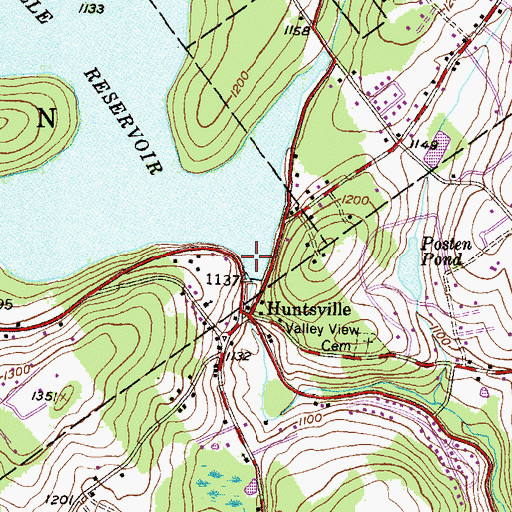 Topographic Map of Huntsville Dam, PA