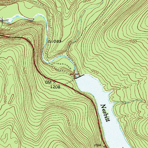 Topographic Map of Nesbitt Dam, PA