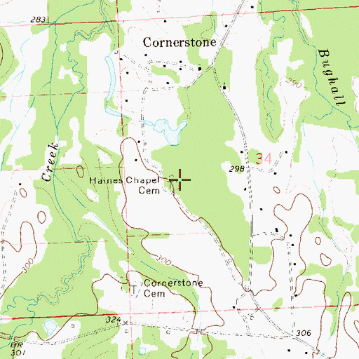 Topographic Map of Haines Chapel Cemetery, AL