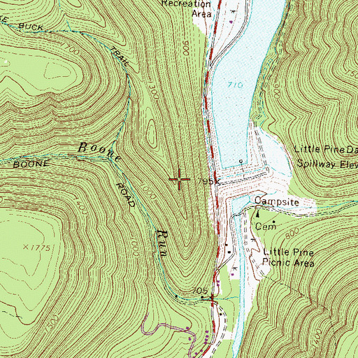Topographic Map of Little Pine Creek State Park Reservoir, PA