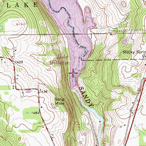 Topographic Map of Lake Wilhelm Dam, PA