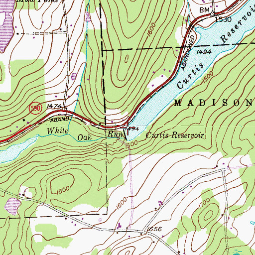 Topographic Map of Curtis Dam, PA