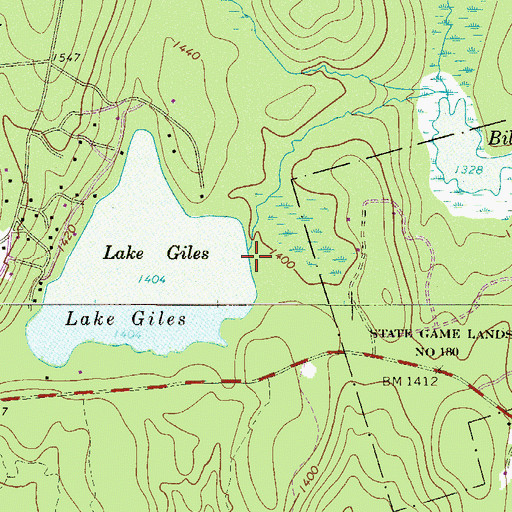 Topographic Map of Lake Giles Dam, PA