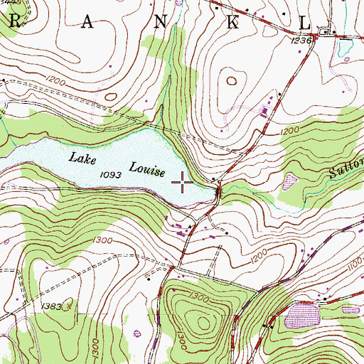 Topographic Map of Lake Louise Dam, PA
