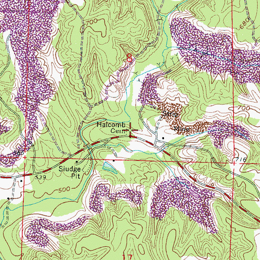 Topographic Map of Halcomb Cemetery, AL