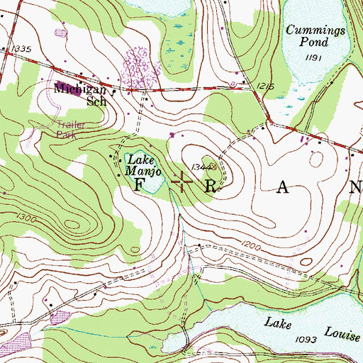 Topographic Map of Lake Manjo Dam, PA