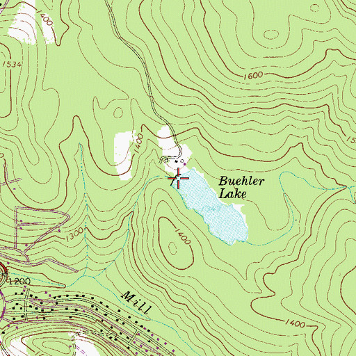 Topographic Map of Buehler Dam, PA