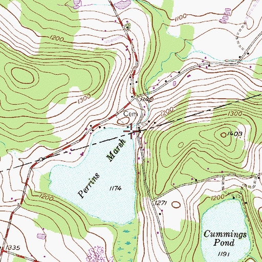 Topographic Map of Perrins Marsh Dam, PA