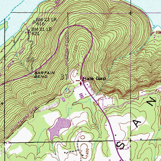Topographic Map of Hale Gap, AL