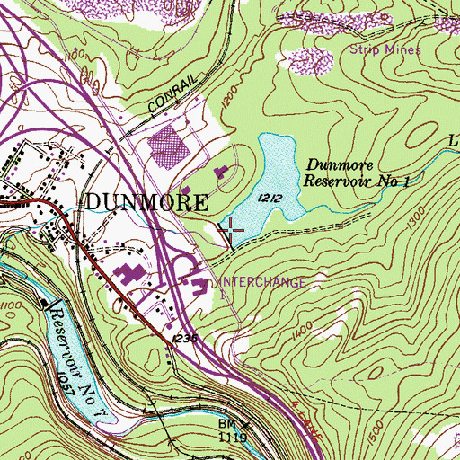 Topographic Map of Dunmore Number One Dam, PA