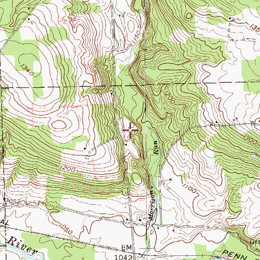 Topographic Map of Hadley Dam Reservoir, PA