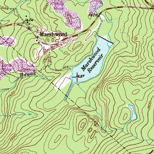 Topographic Map of Marshwood Dam, PA