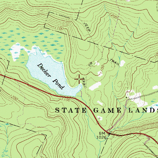 Topographic Map of Decker Swamp Dam, PA