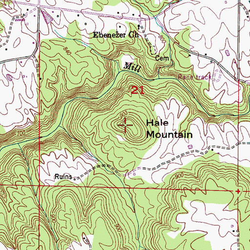 Topographic Map of Hale Mountain, AL