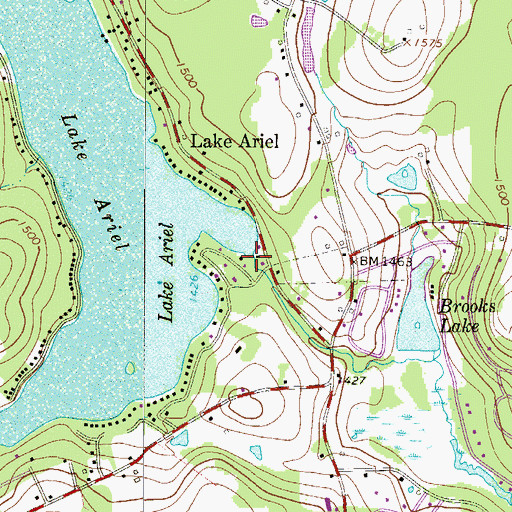 Topographic Map of Lake Ariel Dam, PA