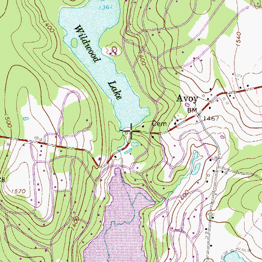 Topographic Map of Wildwood Lake Dam, PA