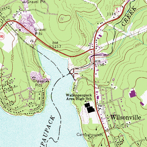 Topographic Map of Wallenpaupack Dam, PA