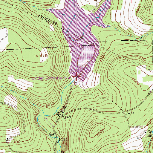 Topographic Map of Two Mile Run Dam, PA