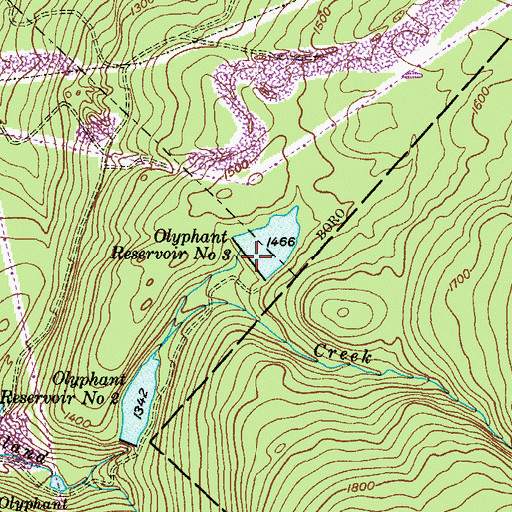 Topographic Map of Olyphant Number Three Dam, PA