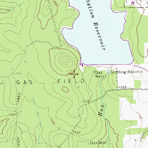 Topographic Map of Bailey Run Reservoir, PA