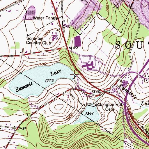 Topographic Map of Summit Lake Dam, PA