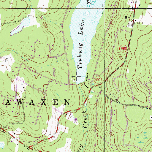Topographic Map of Tinkwig Dam, PA