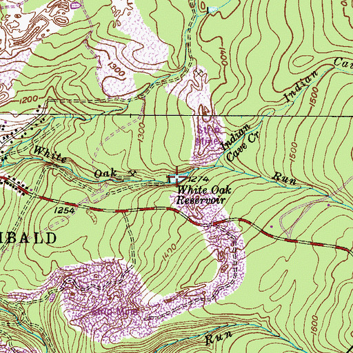 Topographic Map of White Oak Dam, PA