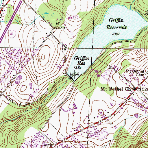 Topographic Map of Griffin Dam, PA