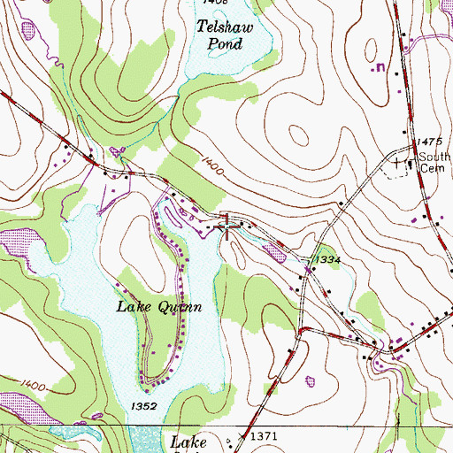 Topographic Map of Lake Quinn Dam, PA