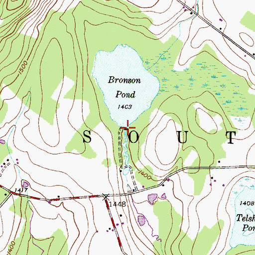 Topographic Map of Bronson Pond Dam, PA