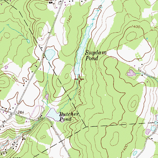 Topographic Map of Suydam Dam, PA