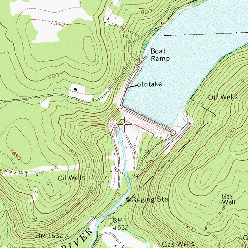 Topographic Map of East Branch Clarion River Lake Dam, PA