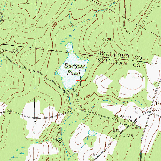Topographic Map of Roscoe Burgess Dam, PA