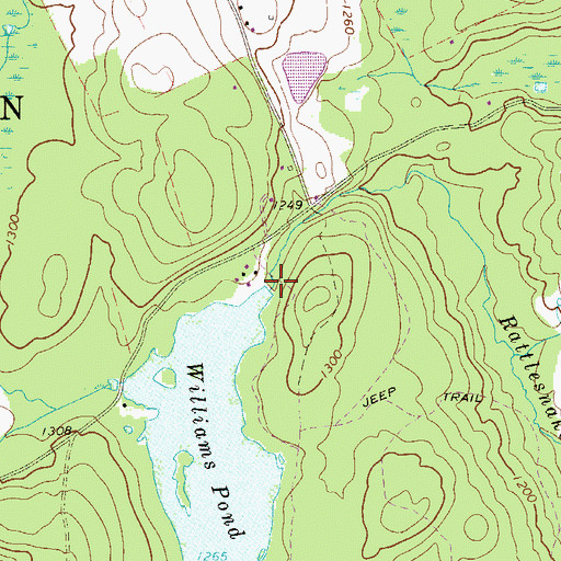 Topographic Map of Williams Pond Dam, PA