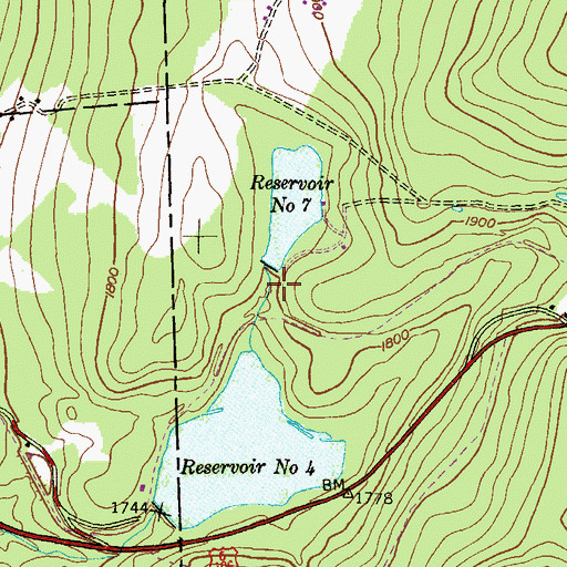 Topographic Map of Reservoir Number Seven Dam, PA