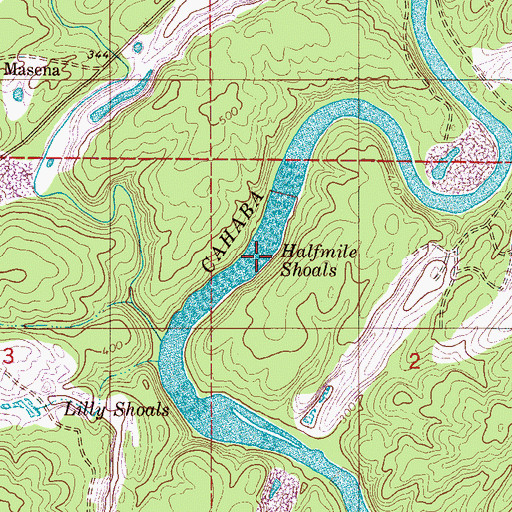 Topographic Map of Halfmile Shoals, AL