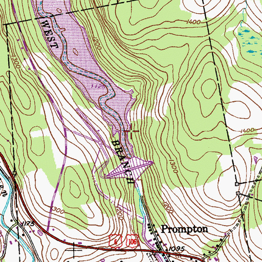 Topographic Map of Prompton Dam, PA