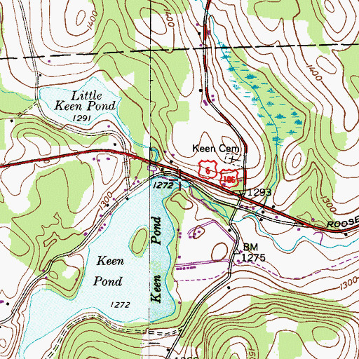 Topographic Map of Keen Lake Dam, PA