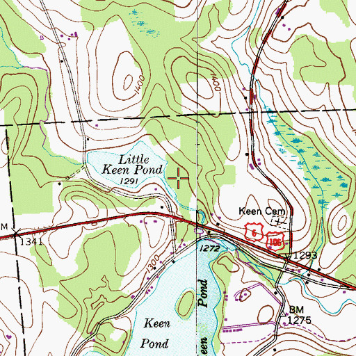 Topographic Map of Little Keen Pond Dam, PA