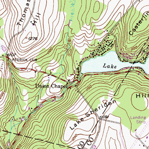 Topographic Map of Lake Sheridan Dam, PA