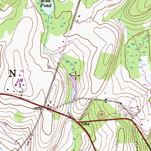 Topographic Map of Duck Pond, PA