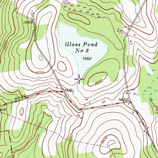 Topographic Map of Glass Pond Dam Number Three, PA