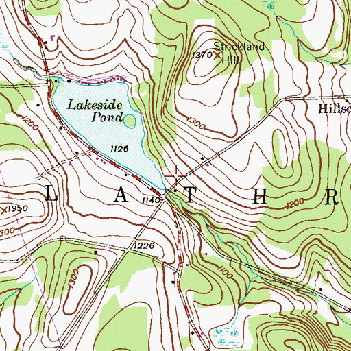 Topographic Map of Lakeside Pond Dam, PA