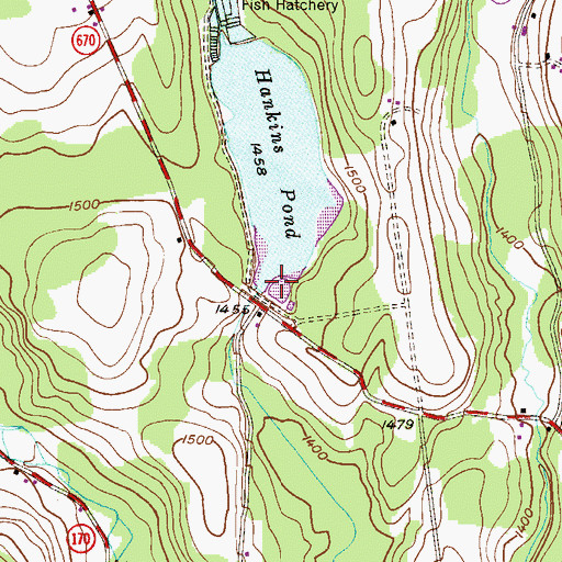 Topographic Map of Hankins Pond Dam, PA