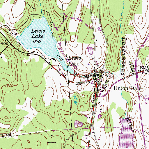 Topographic Map of Lewis Lake Dam, PA