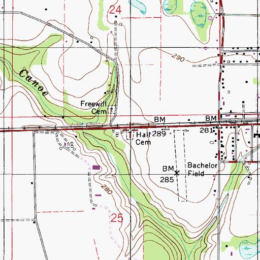 Topographic Map of Hall Cemetery, AL